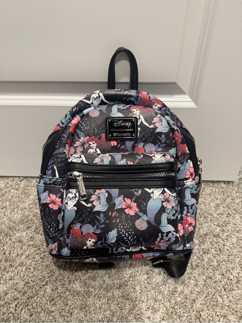 Loungefly Black Floral Ariel Mini Backpack